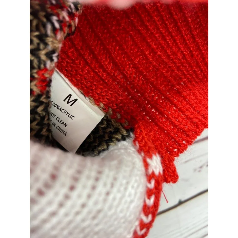 Very Merry Christmas XMAS Dance‎ Off Dancing Reindeer Cable Knit Dog Size Medium